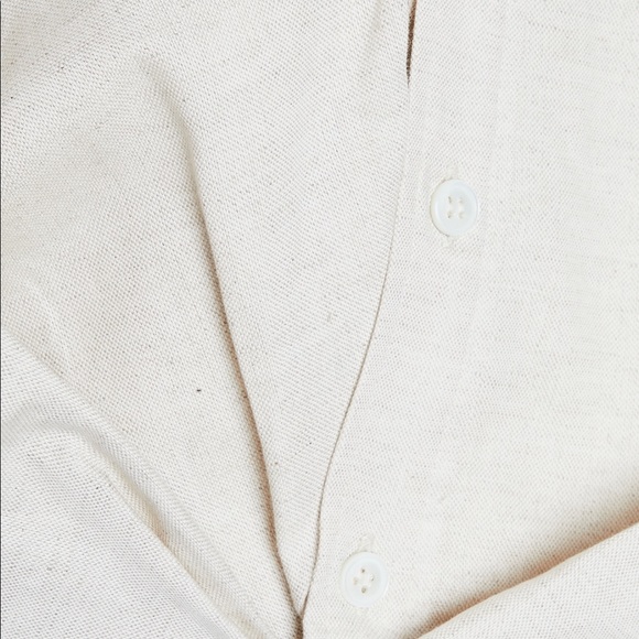 Jacquemus Mejean Cropped Twisted Cotton and Linen-Blend Shirt Neutrals FR40 - Picture 9 of 14